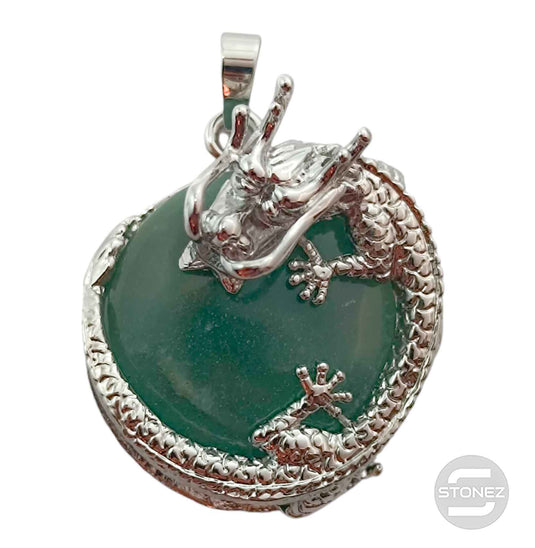 600102264 Colgante Dragón En Metal Con Piedra Aventurina 3,5 Cms Aprox