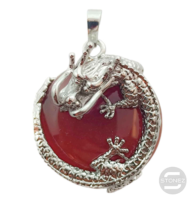 Cargue la imagen en el visor de la galería, 600102264 Colgante Dragón En Metal Con Piedra Carneola 3,5 Cms Aprox
