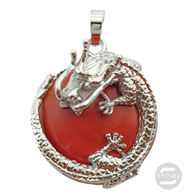 600102264 Colgante Dragón En Metal Con Piedra Jaspe Rojo 3,5 Cms Aprox