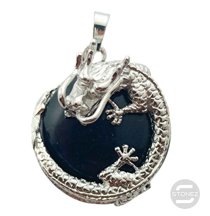 600102264 Colgante Dragón En Metal Con Piedra Onix 3,5 Cms Aprox - stonez