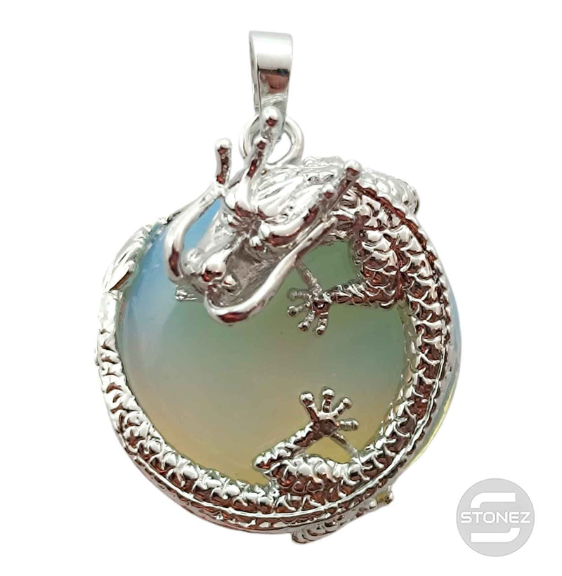 Cargue la imagen en el visor de la galería, 600102264 Colgante Dragón En Metal Con Piedra Opalina 3,5 Cms Aprox
