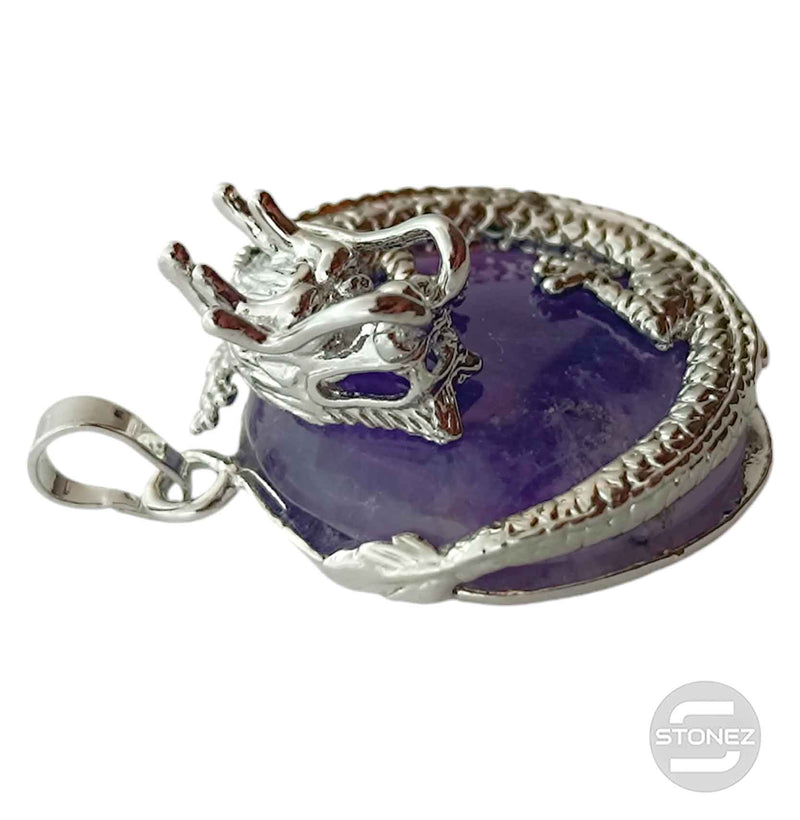 Cargue la imagen en el visor de la galería, 600102264 Colgante Dragón En Metal Con Piedra Amatista 3,5 Cms Aprox
