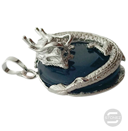 600102264 Colgante Dragón En Metal Con Piedra Onix 3,5 Cms Aprox - stonez