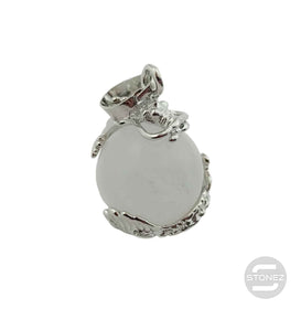 600102265 Colgante Dragon En Metal Con Piedra Cuarzo Blanco 2,5 Cms Aprox