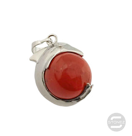 600102267 Colgante Delfín En Metal Con Piedra Jaspe Rojo 2,5 Cms Aprox