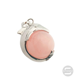 600102267 Colgante Delfín En Metal Con Piedra Cuarzo Rosa 2,5 Cms Aprox.