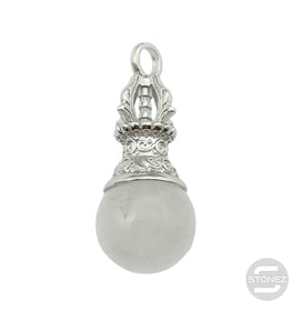 600102269 Colgante Dorge / Vajra En Metal Con Piedra Cuarzo Blanco 4 Cms Aprox