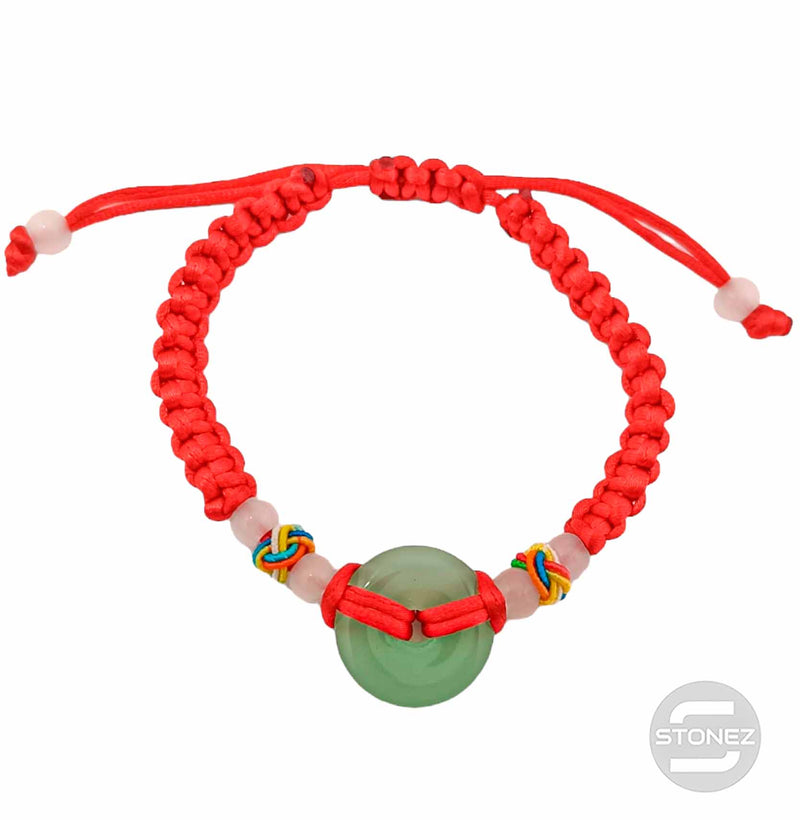 Cargue la imagen en el visor de la galería, 600101608 Pulsera Ajustable Hllo Macrame Rojo Con En Donut Cristal Imitación Jade
