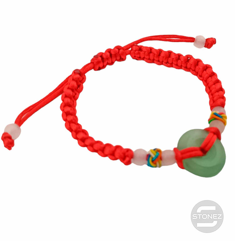 Cargue la imagen en el visor de la galería, 600101608 Pulsera Ajustable Hllo Macrame Rojo Con En Donut Cristal Imitación Jade
