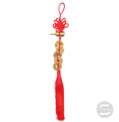 600102350 Colgante Feng Shui 5 Monedas China Y Wulu 32 Cms Aprox - stonez