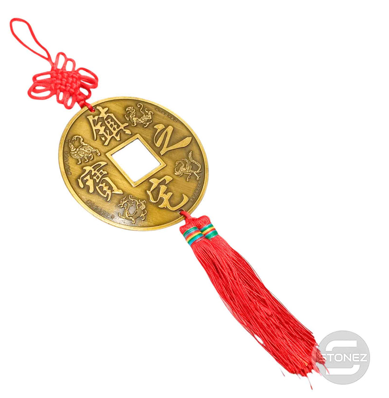 Carregue a imagem no visualizador da galeria, 600102355 Colgante Feng Shui Moneda China 10 Cms y 31 Cms Aprox Largo
