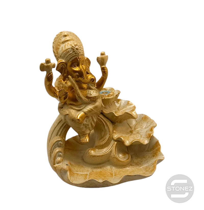 Cargue la imagen en el visor de la galería, 600102400 Figura En Resina Ganesha Porta Incienso De Reflujo 13x11  Cms Aprox
