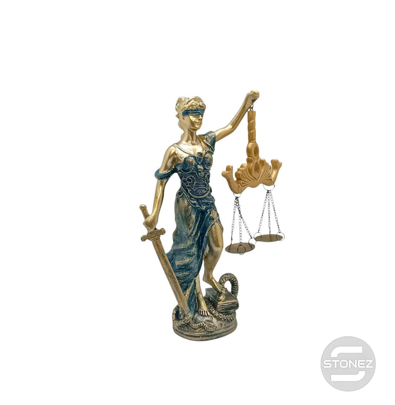 Cargue la imagen en el visor de la galería, Figura En Resina Diosa De La Justicia 18x10 Cms Aprox Azul
