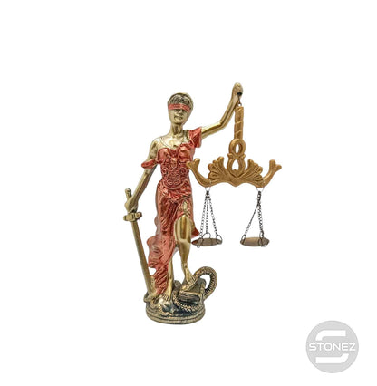 600102408 Figura En Resina Diosa De La Justicia 18x10 Cms Aprox Roja - stonez