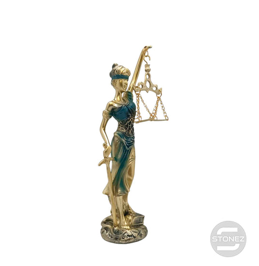 600102409 Figura En Resina Diosa De La Justicia 23x6 Cms Aprox Azul