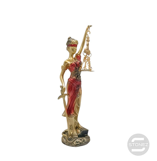 600102409 Figura En Resina Diosa De La Justicia 23x6 Cms Aprox Roja