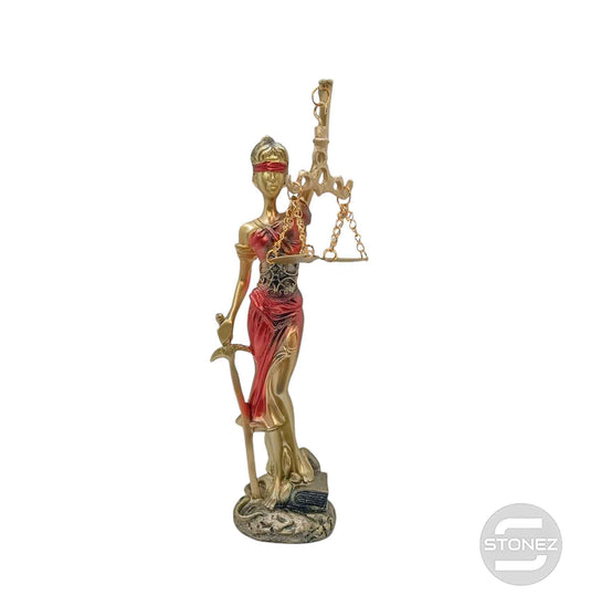 600102409 Figura En Resina Diosa De La Justicia 23x6 Cms Aprox Roja