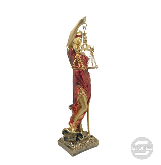 600102410 Figura En Resina Diosa De La Justicia 27x7 Cms Aprox Rojo