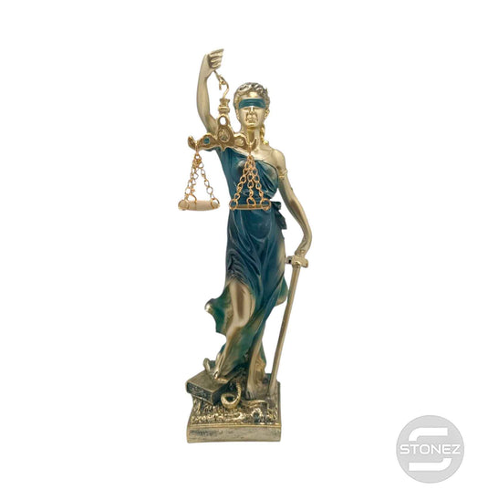 600102410 Figura En Resina Diosa De La Justicia 27x7 Cms Aprox Azul