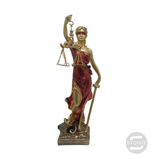 600102410 Figura En Resina Diosa De La Justicia 27x7 Cms Aprox Rojo