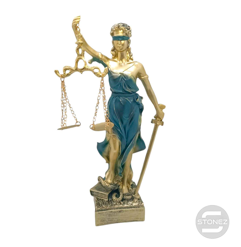 Cargue la imagen en el visor de la galería, 600102411 Figura En Resina Diosa De La Justicia 29x8 Cms Aprox Azul
