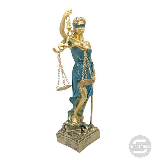 600102411 Figura En Resina Diosa De La Justicia 29x8 Cms Aprox Azul