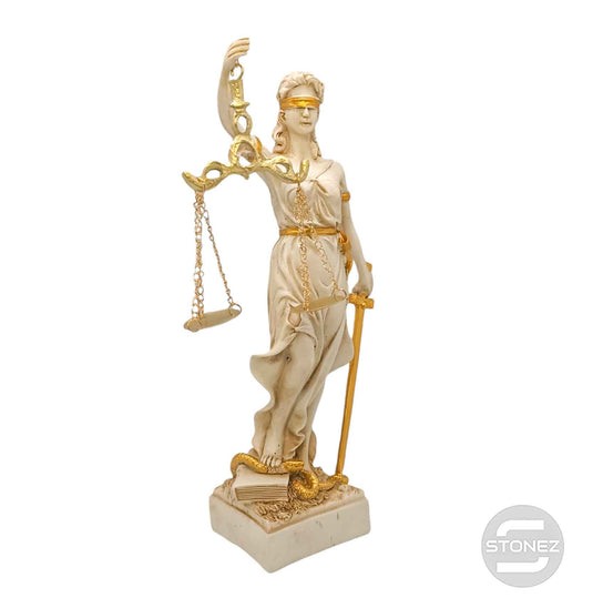 600102411 Figura En Resina Diosa De La Justicia 29x8 Cms Aprox Blanco