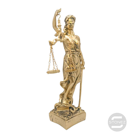 600102411 Figura En Resina Diosa De La Justicia 29x8 Cms Aprox Dorado