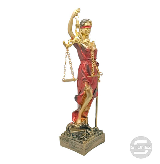 600102411 Figura En Resina Diosa De La Justicia 29x8 Cms Aprox Roja