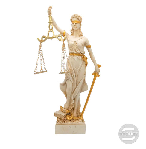 600102411 Figura En Resina Diosa De La Justicia 29x8 Cms Aprox Blanco