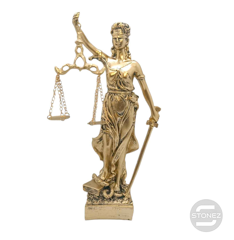 Cargue la imagen en el visor de la galería, 600102411 Figura En Resina Diosa De La Justicia 29x8 Cms Aprox Dorado
