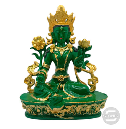 6001024144 Figura En Resina Diosa Tara Verde  19x16 Cms Aprox - stonez