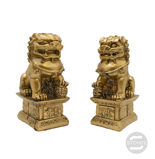 600102416 Pareja Figura En Resina Perros Fu Foo 10x6 Cms Aprox