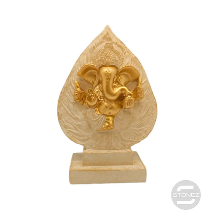 600102428 Figura En Resina Ganesha En hoja 14x10 Cms Aprox - stonez