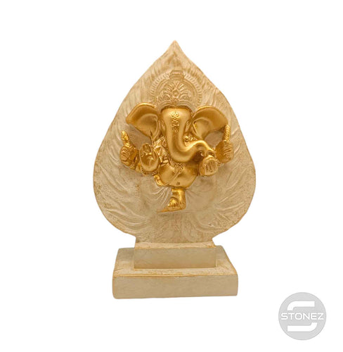 600102428 Figura En Resina Ganesha En hoja 14x10 Cms Aprox