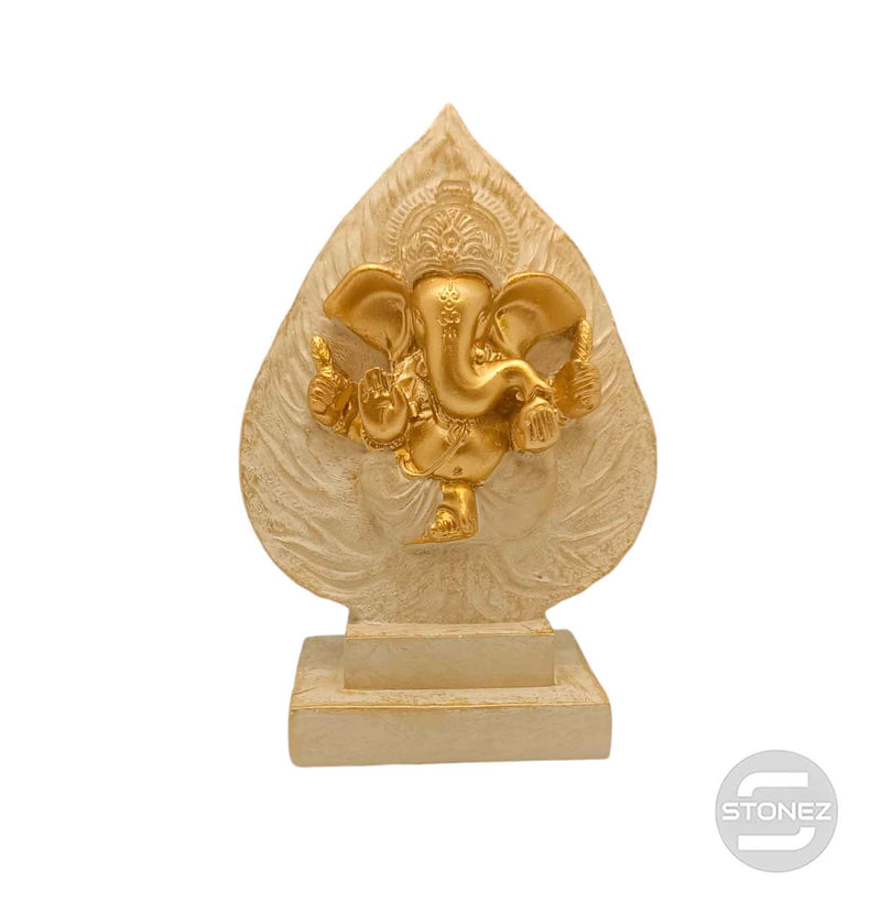 Cargue la imagen en el visor de la galería, 600102428 Figura En Resina Ganesha En hoja 14x10 Cms Aprox
