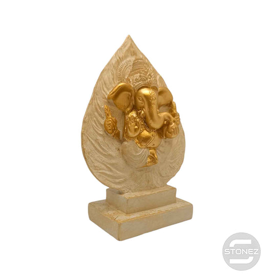 600102428 Figura En Resina Ganesha En hoja 14x10 Cms Aprox