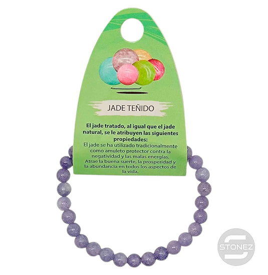 600102467-14 Pulsera Piedra Natural Jade Teñido Morado 6 mm