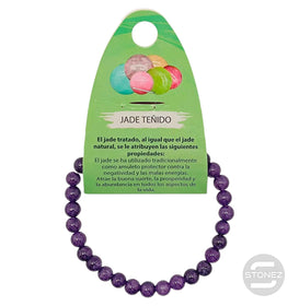 600102467-16 Pulsera Piedra Natural Jade Teñido Morado 6 mm