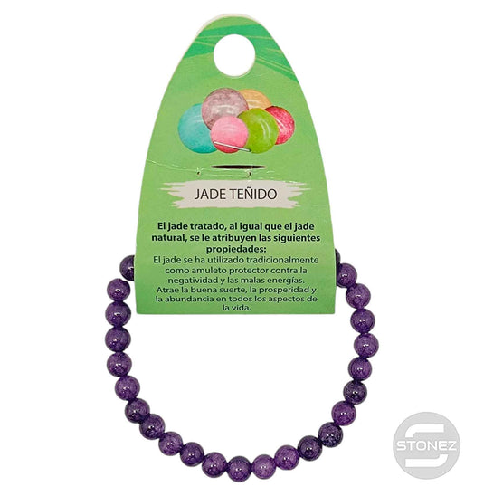 600102467-16 Pulsera Piedra Natural Jade Teñido Morado 6 mm