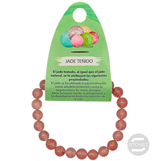 600102468-03 Pulsera Piedra Natural Jade Teñido Cerezo 8 mm