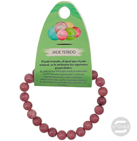 600102468-07 Pulsera Piedra Natural Jade Teñido Fresa Oscura 8 mm