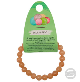 600102468-11 Pulsera Piedra Natural Jade Teñido Melocotón 8 mm