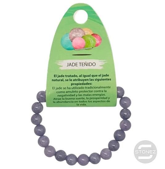 600102468-14 Pulsera Piedra Natural Jade Teñido Morado 8 mm