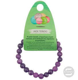 600102468-16 Pulsera Piedra Natural Jade Teñido Morado 8 mm