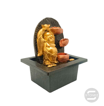 600102469-07 Fuente de agua En Resina Buda Feliz 15x19 Cms Aprox