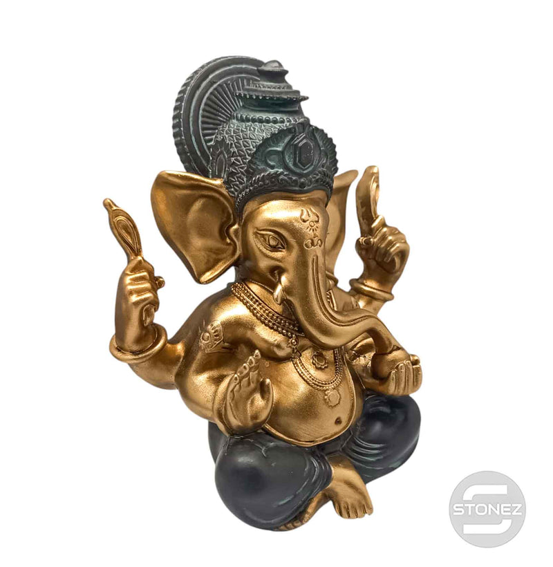 Cargue la imagen en el visor de la galería, 600102763 Figura Ganesha En Resina 25 Cms Aprox Color Dorado
