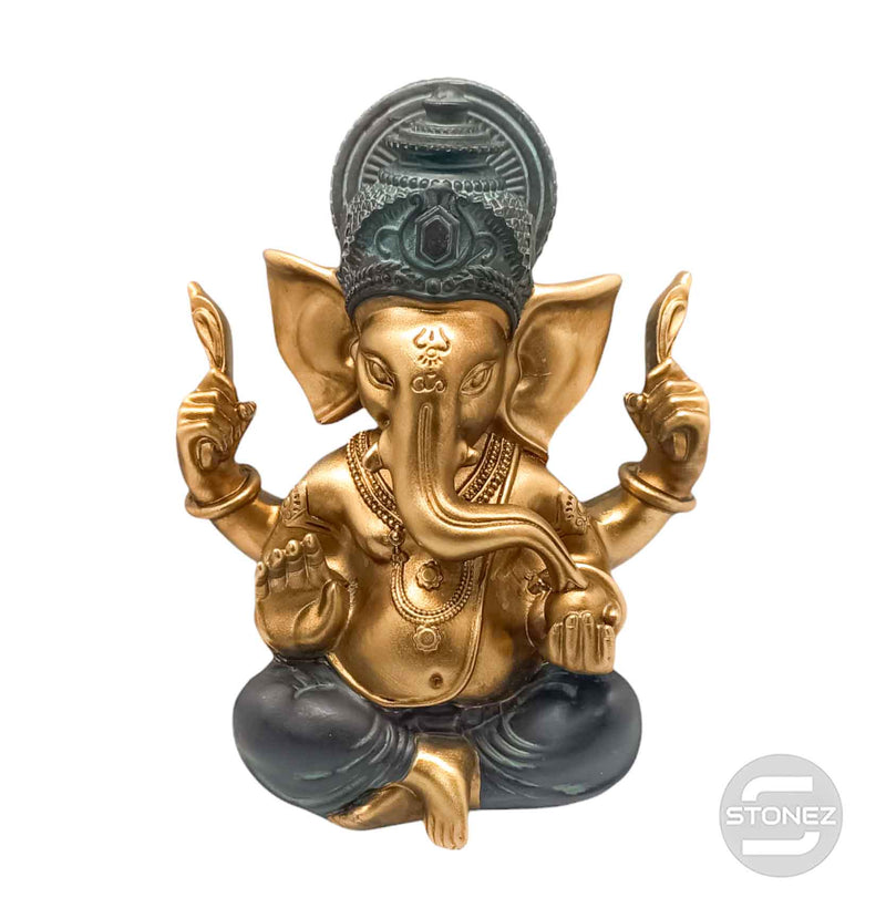 Cargue la imagen en el visor de la galería, 600102763 Figura Ganesha En Resina 25 Cms Aprox Color Dorado
