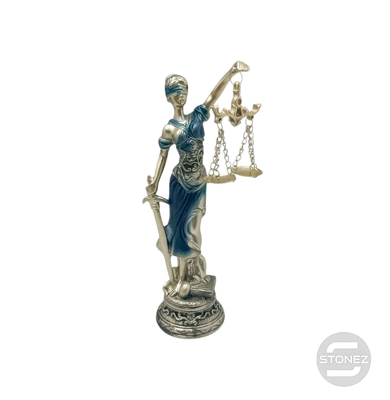 Cargue la imagen en el visor de la galería, 600102765-01 Figura En Resina Diosa De La Justicia 18.5 Cms Aprox Azul
