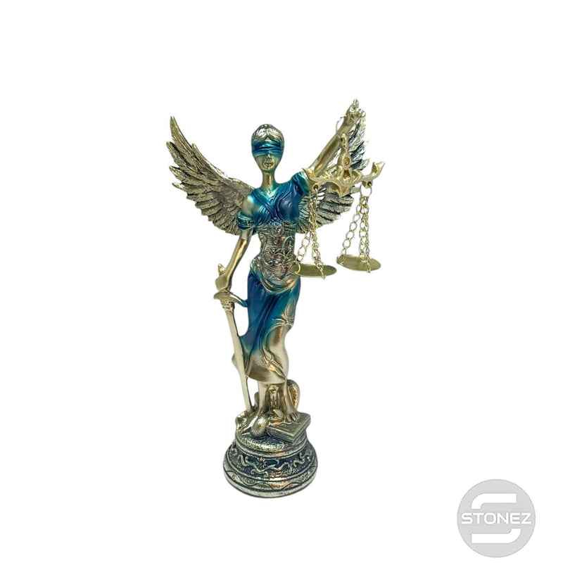 Cargue la imagen en el visor de la galería, 600102766-01 Figura En Resina Diosa De La Justicia Con Alas 18.5 Cms Aprox Azul
